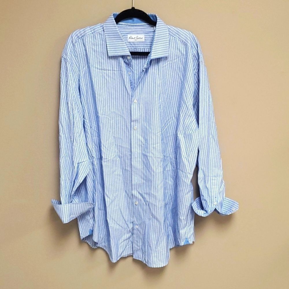 ROBERT GRAHAM Dress‎ Shirt Button Down - Size 46/18  Sleeve- 34/35